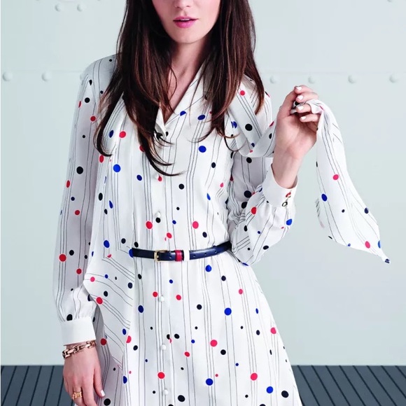 Tommy Hilfiger Zooey Deschanels dress off white with polka dots size 4 - Picture 8 of 8
